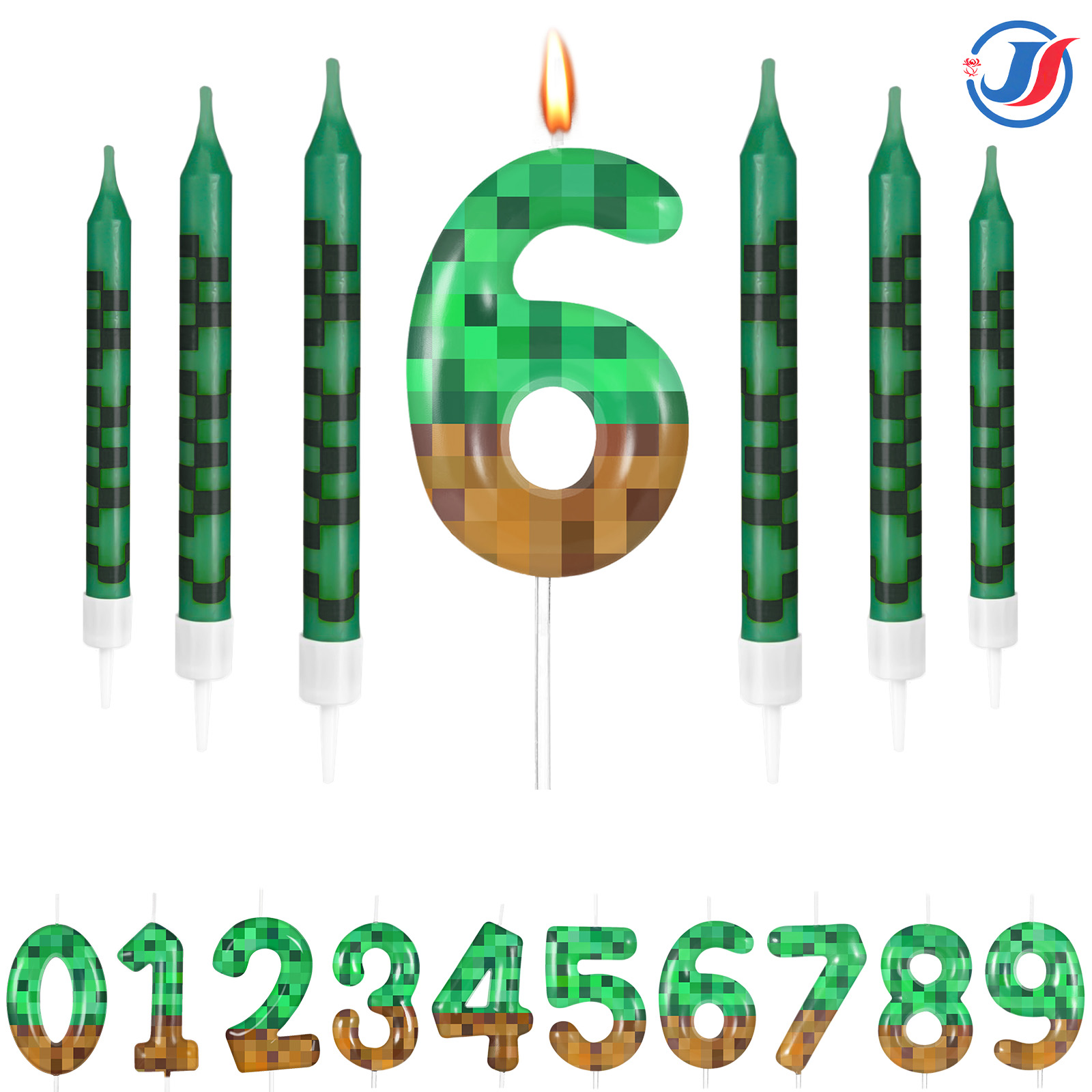 Candle Supplies Video - 7Pcs Pixel Miner Birthday Cake Candles