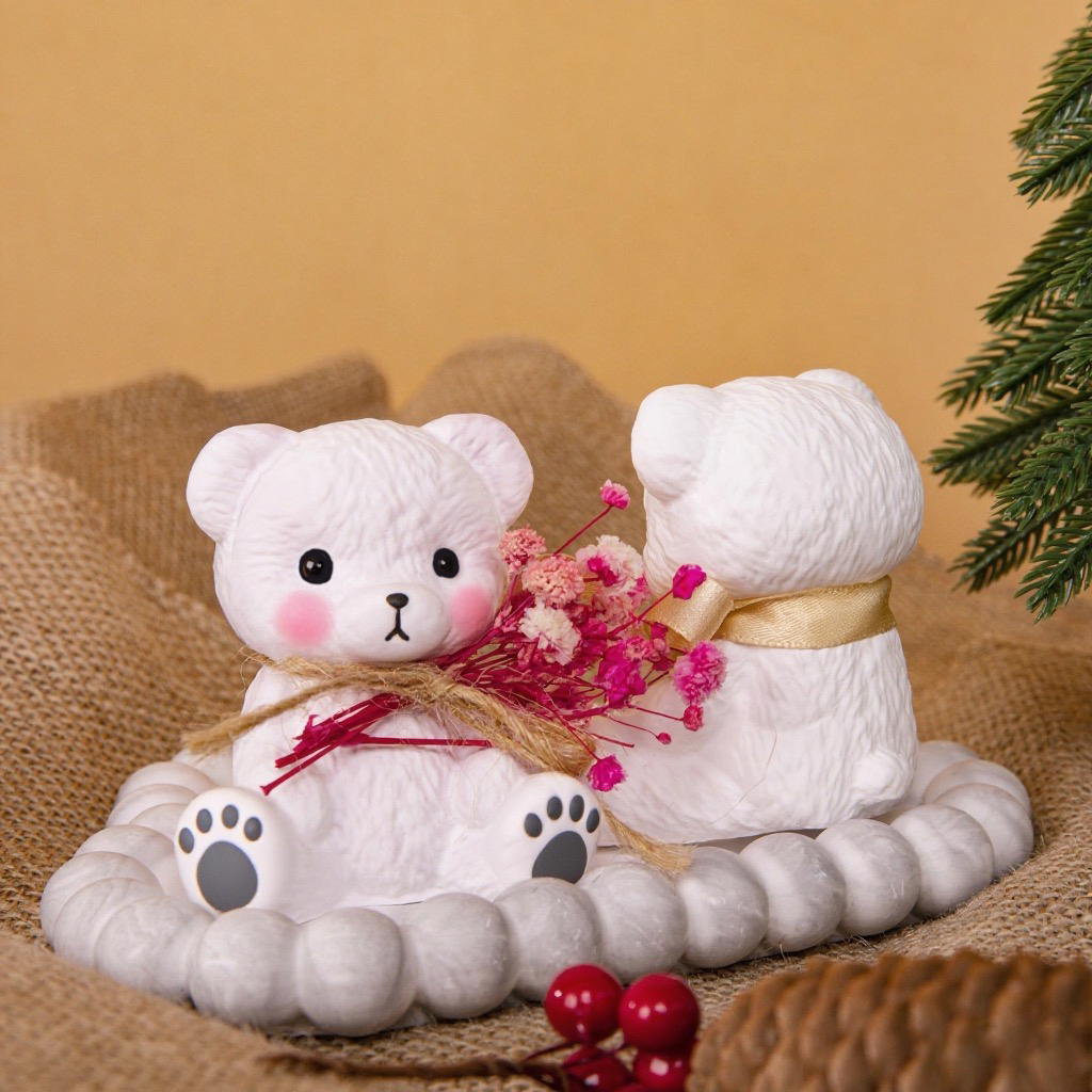 Candle Making Supplies Usa - 3PCS Couple Bear Silicone Mold Set