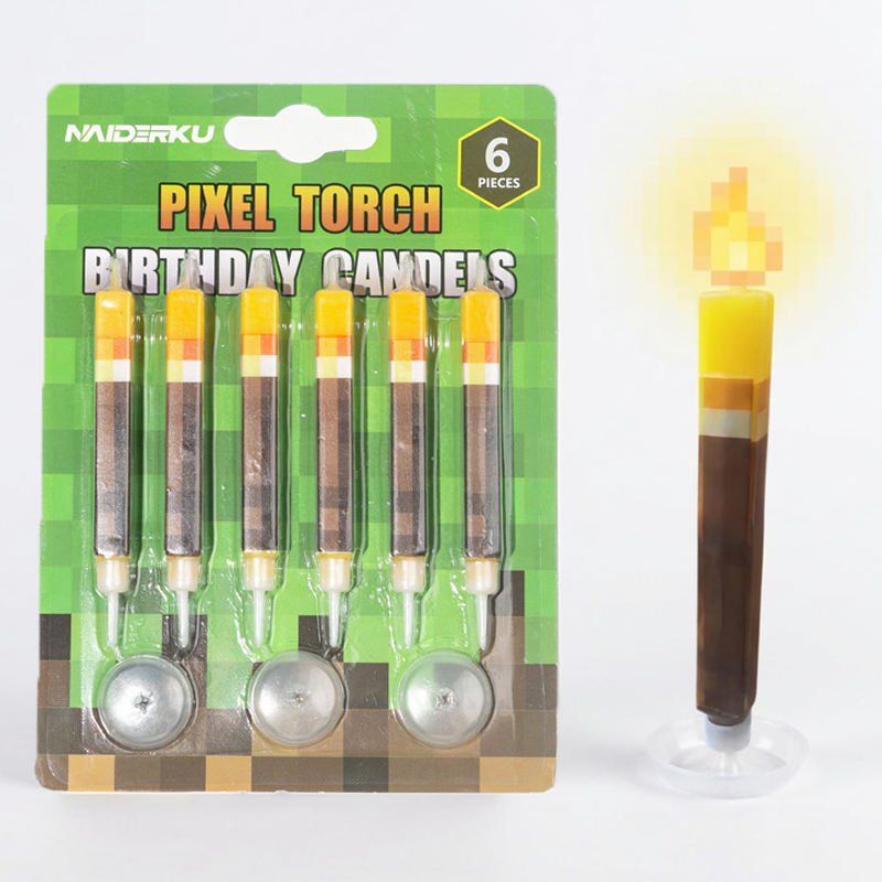 6pcs Pixel Torch Birthday Cand - مراجعة Candle Supplies Video وسعره