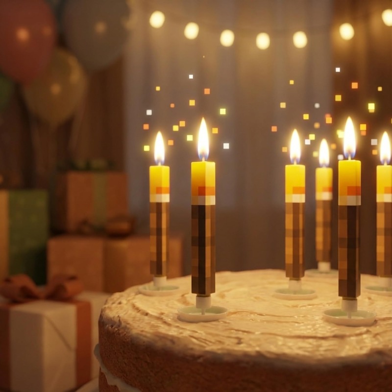 6pcs Pixel Torch Birthday Cand - مراجعة Candle Supplies Video وسعره