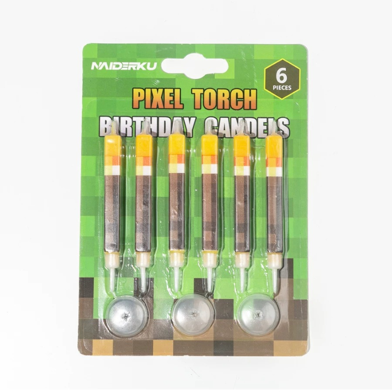 6pcs Pixel Torch Birthday Cand - مراجعة Candle Supplies Video وسعره