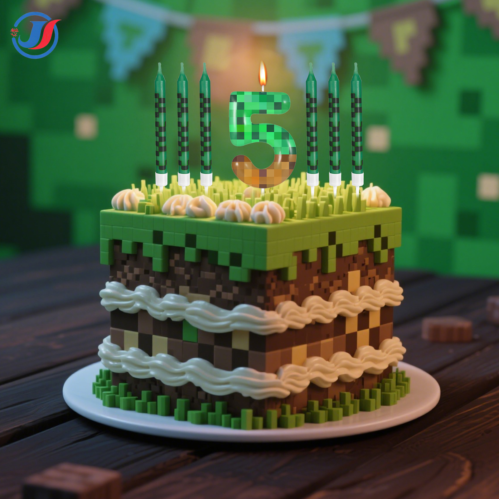 7Pcs Pixel Miner Birthday Cake - مراجعة Candle Supplies Video وسعره