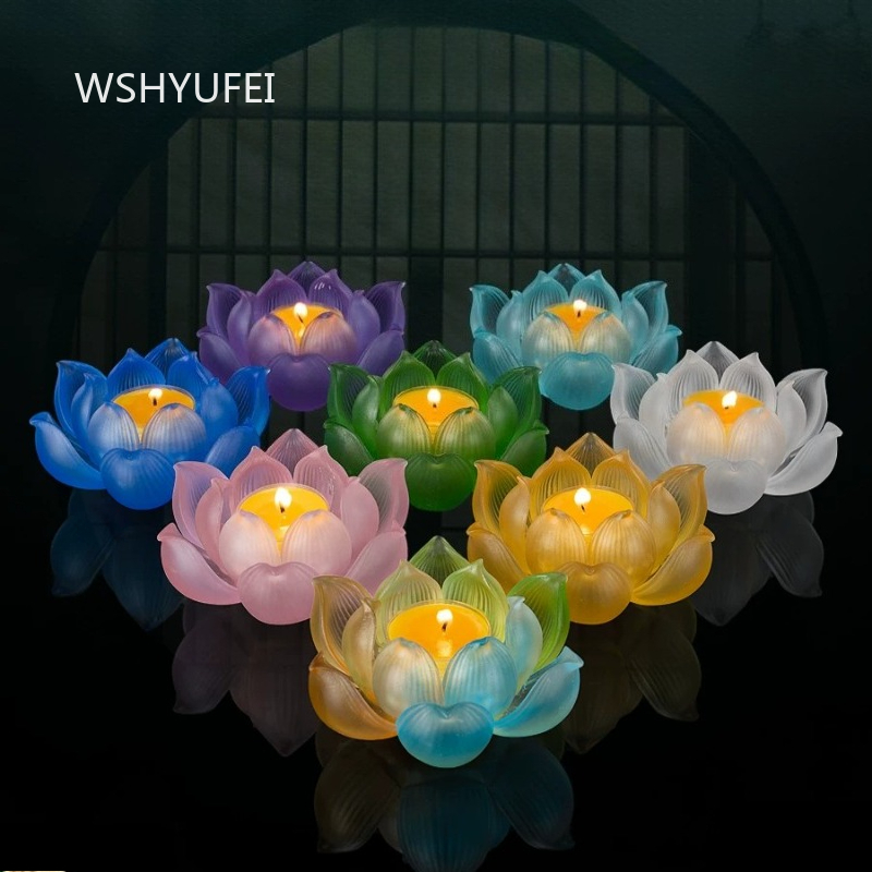 Glass Lotus Candlestick Househ - مراجعة Candle Glass Supplies وسعره