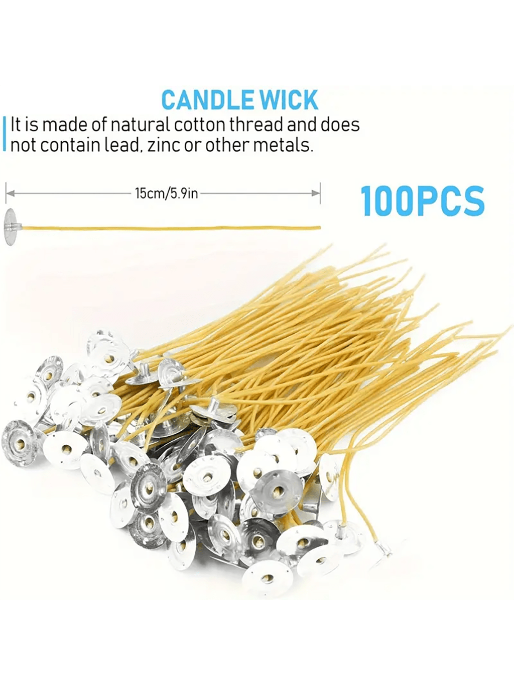 100 6-inch pre-waxed beeswax a - مراجعة Cotton Wick 6 Inch وسعره