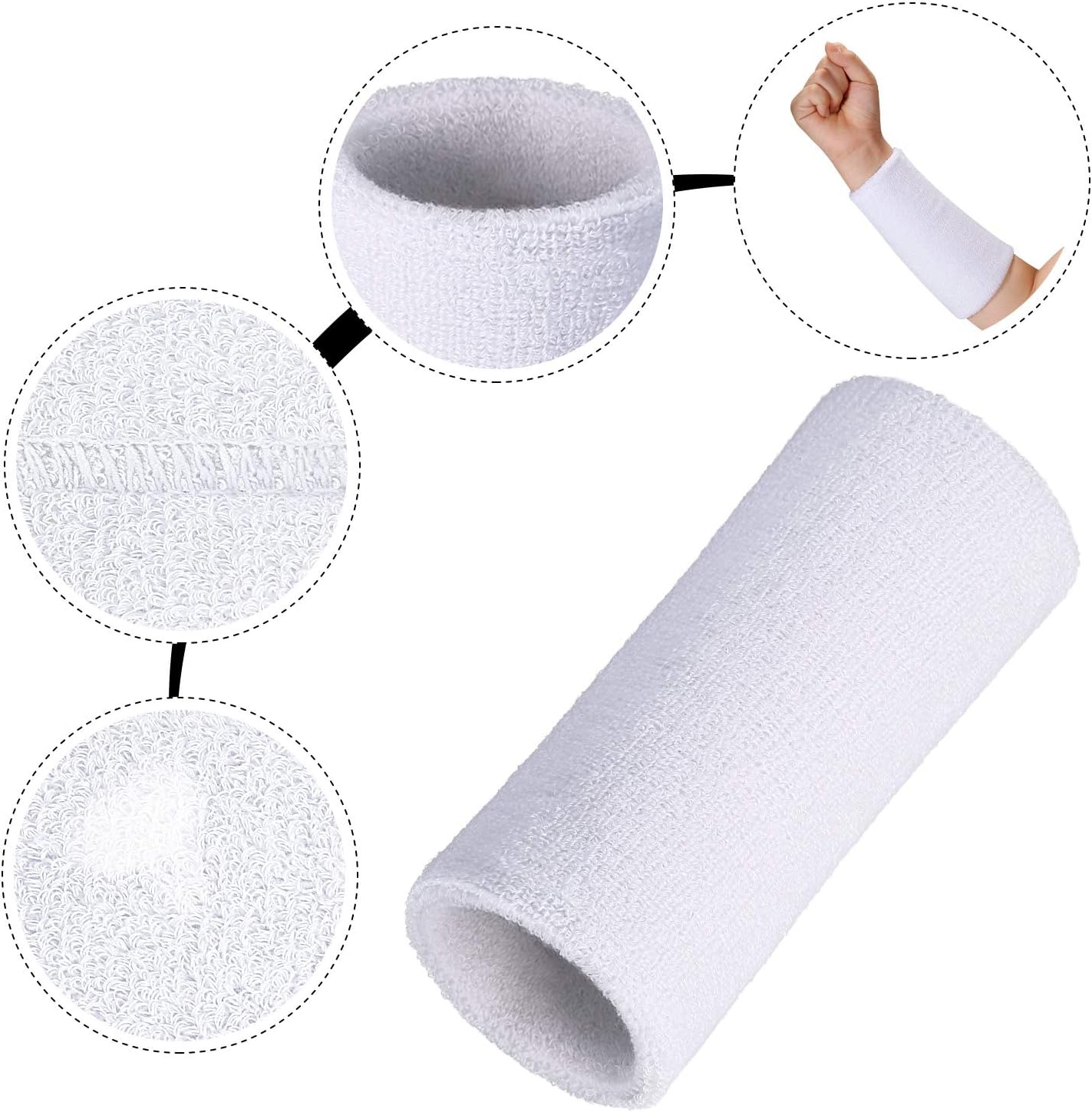 2 Pack 6-Inch Wrist Sweatbands - مراجعة Cotton Wick 6 Inch وسعره