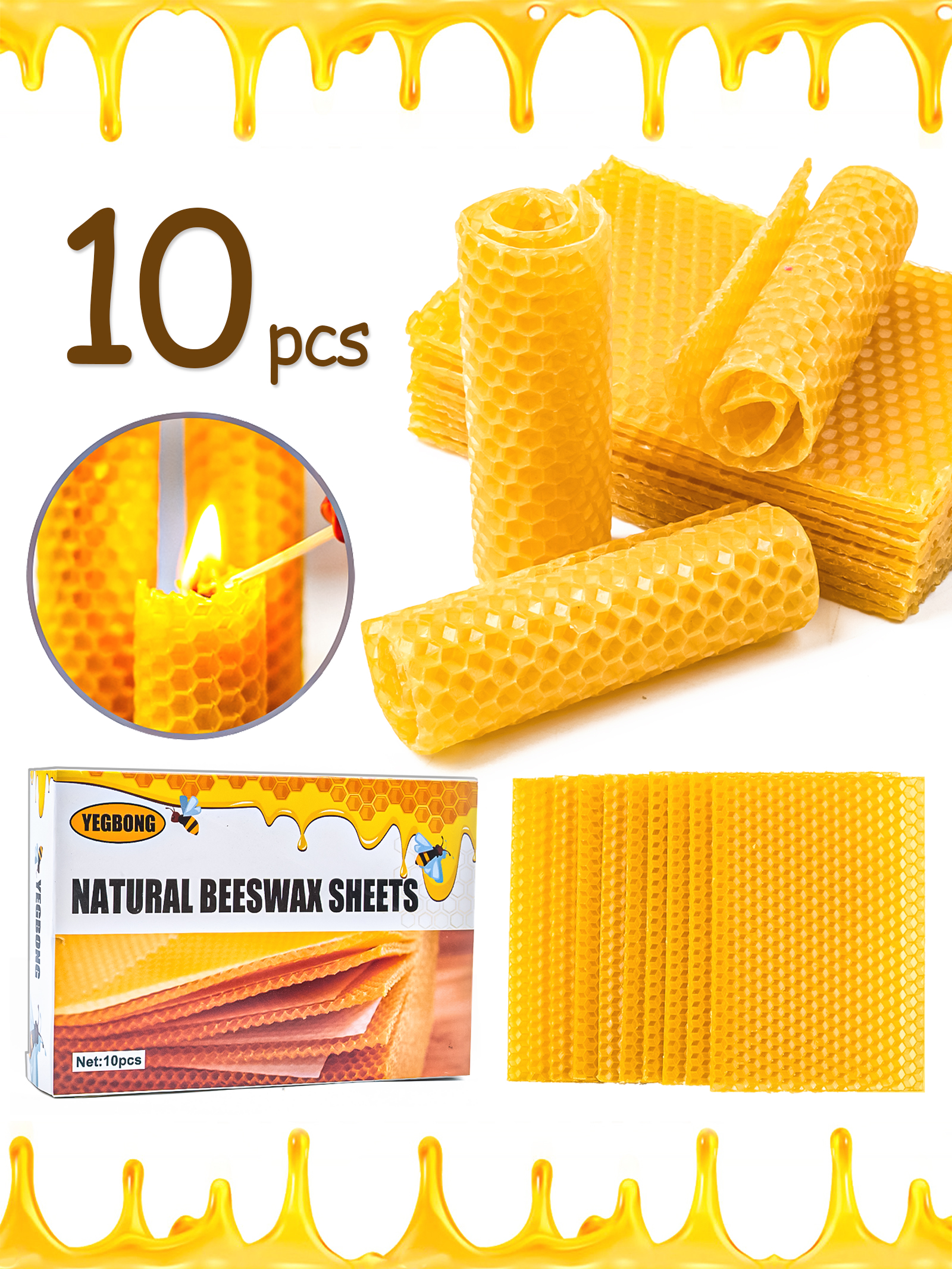 10Pcs Natural Honeycomb Bee Wa - مراجعة Candle Making Supplies Usa وسعره