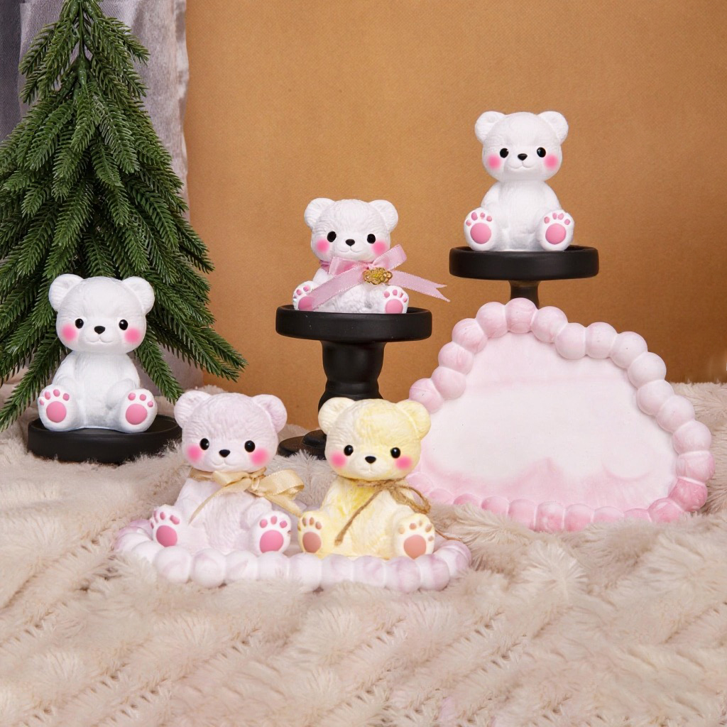 3PCS Couple Bear Silicone Mold - مراجعة Candle Making Supplies Usa وسعره