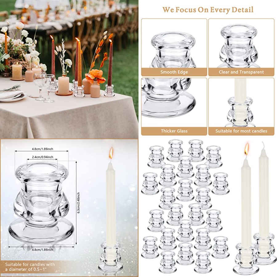 24 Pcs Candlestick Holders Gla - مراجعة Candle Glass Supplies وسعره