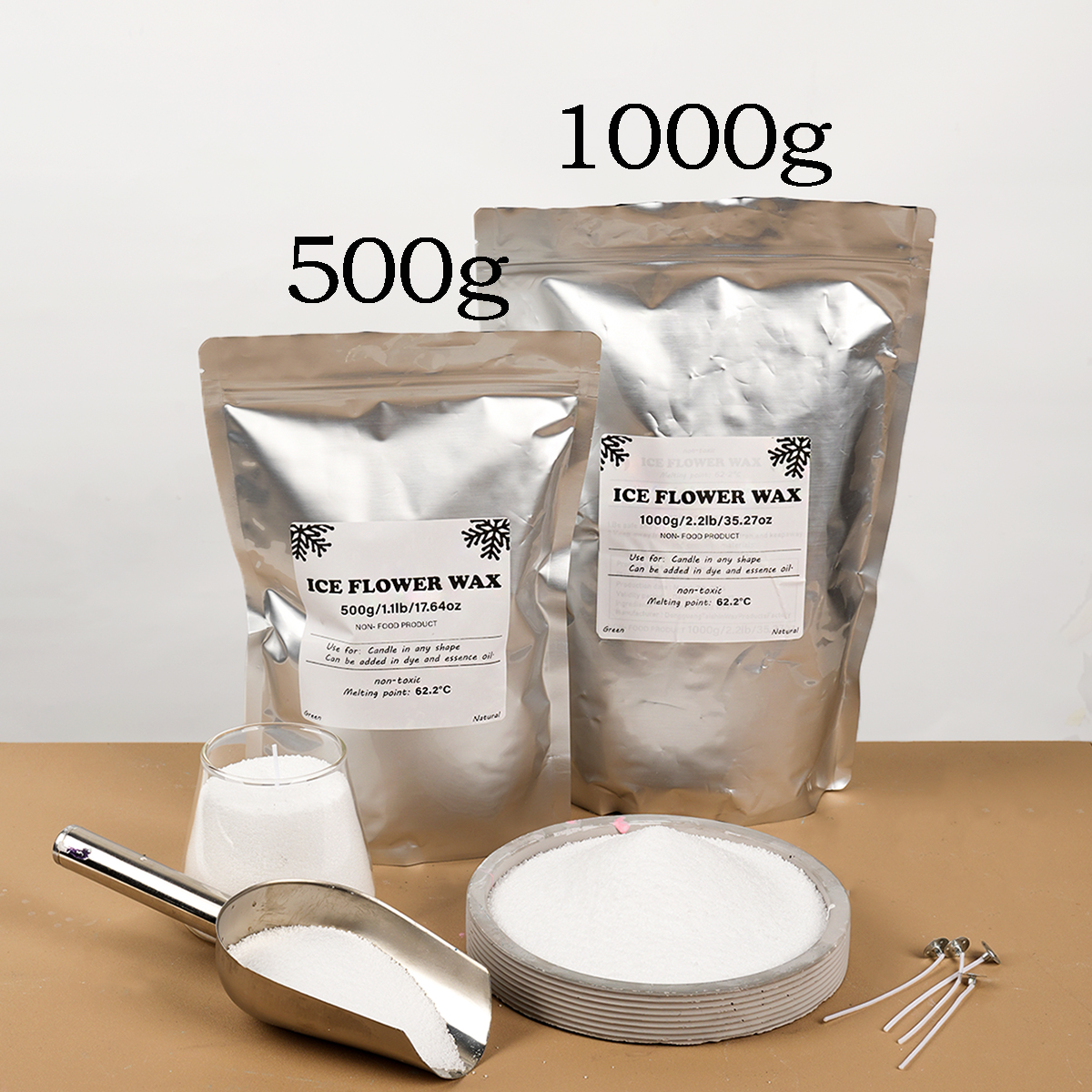 500g/1000g White Sand Wax Ice  - مراجعة Candle Making Supplies Usa وسعره