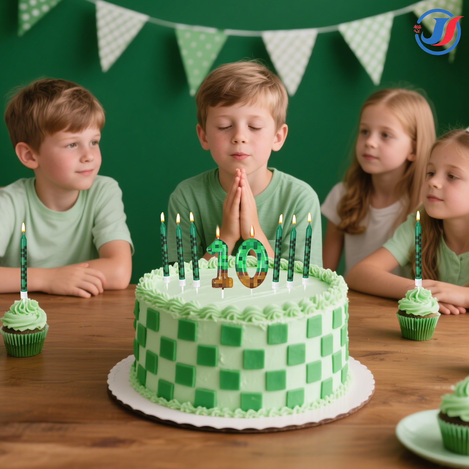 7Pcs Pixel Miner Birthday Cake - مراجعة Candle Supplies Video وسعره