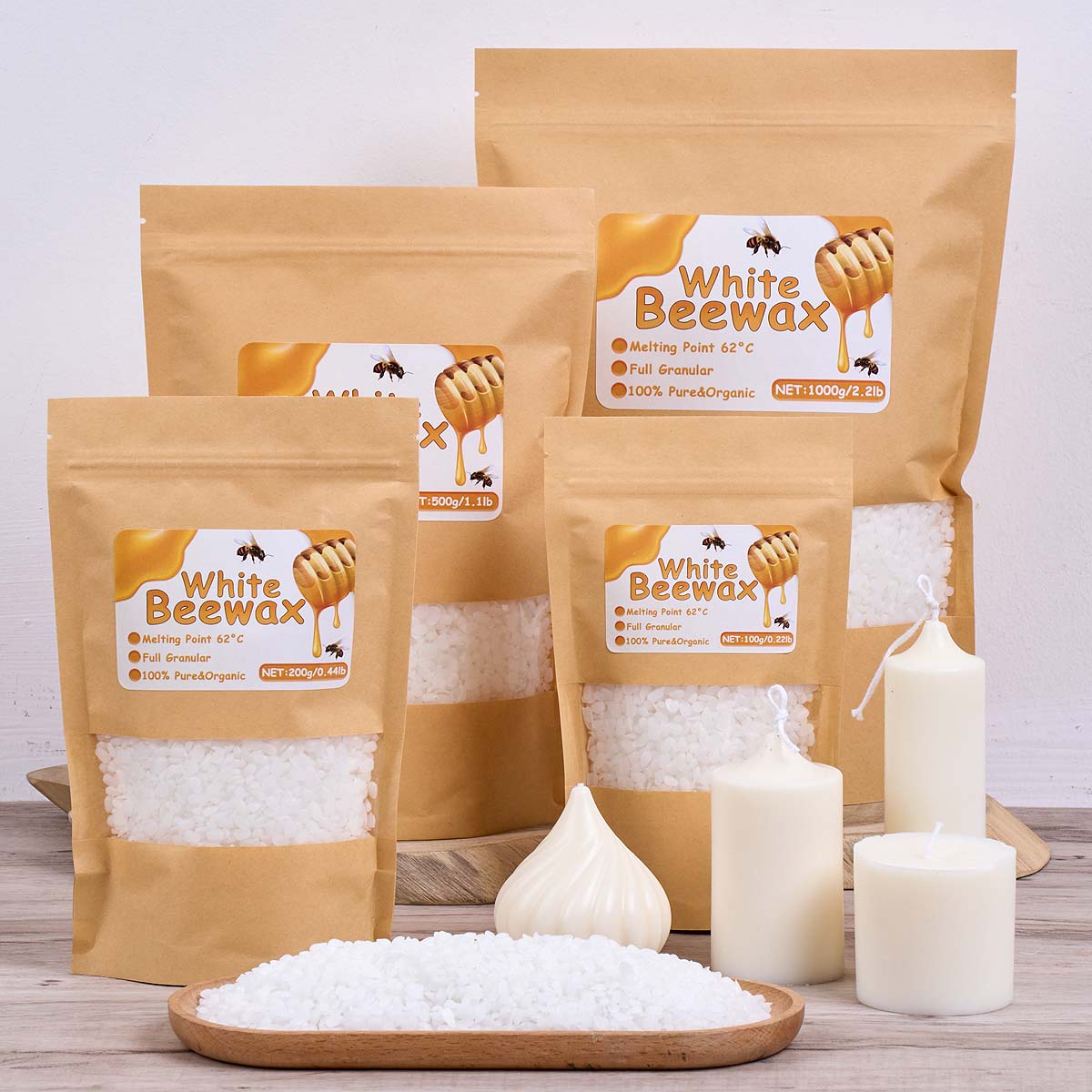 1000g White Beeswax DIY Candle - مراجعة Candle Making Supplies Usa وسعره